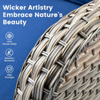 OVIOS 9 Pieces Outdoor Wicker Swivel Chair Set With Fire Table