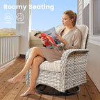 OVIOS 9 Pieces Outdoor Wicker Swivel Chair Set With Fire Table