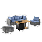 OVIOS Deep Seat Wicker 11-piece Sectional Set Swivel Chairs Fire Pit