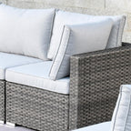 OVIOS Deep Seat Wicker 11-piece Sectional Set Swivel Chairs Fire Pit