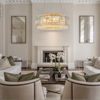 OYIPRO 6/8/12-Light Modern Round Crystal Chandelier Drum Shape Pendant Light for Kitchen Island