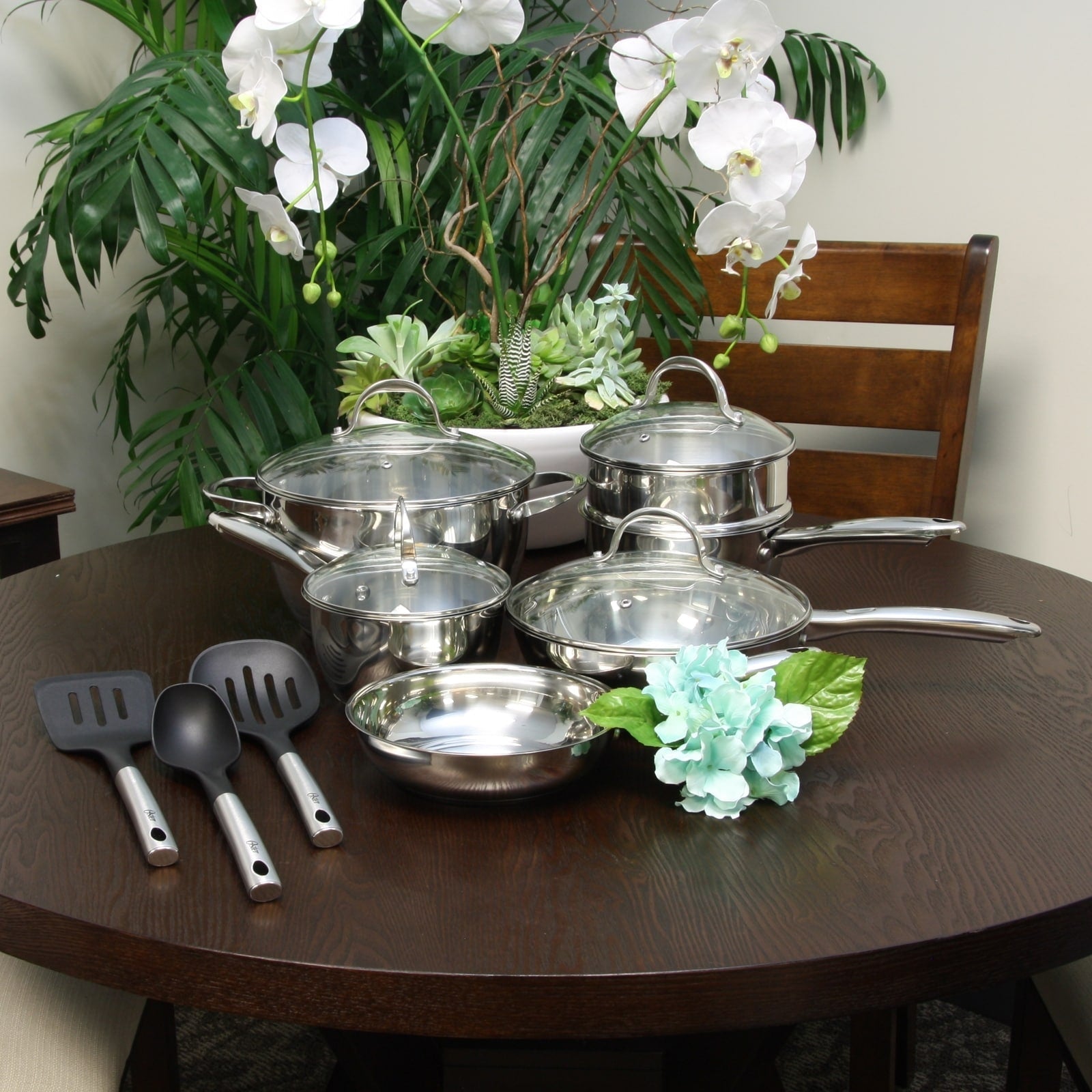 Oster Ridgewell 13 piece Stainless Steel Belly Shape Cookware Set