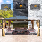 EROMMY Hardtop Gazebo,Outdoor Pergola with Double Roof & Netting & Curtains,Heavy Duty Canopy for Patio, Backyard, Pool party