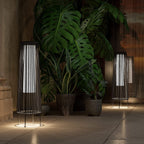 Outdoor Floor Solar Light 2-Pack, All-Weather Wicker Solar Patio Lamp Waterproof Outside Solar Deck Lamp for Porch, Yard, Garden