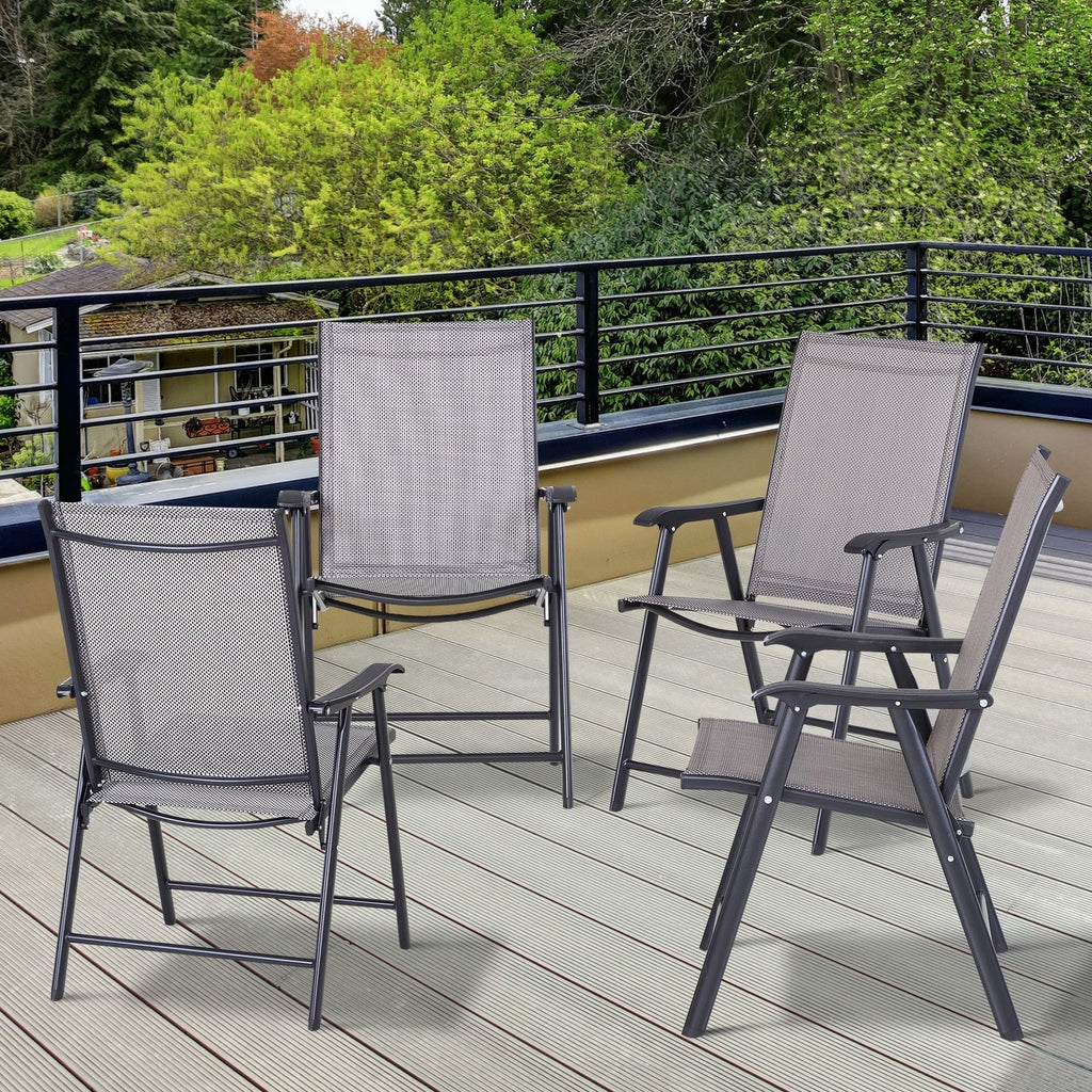 Outsunny 4-piece Folding Patio Chair Set with a Simple & Chic Design, Comfortable for the Deck, Garden, Yard & Travel