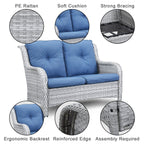 Gymojoy Outdoor Loveseat Wicker Sofa Set Rattan Sofa