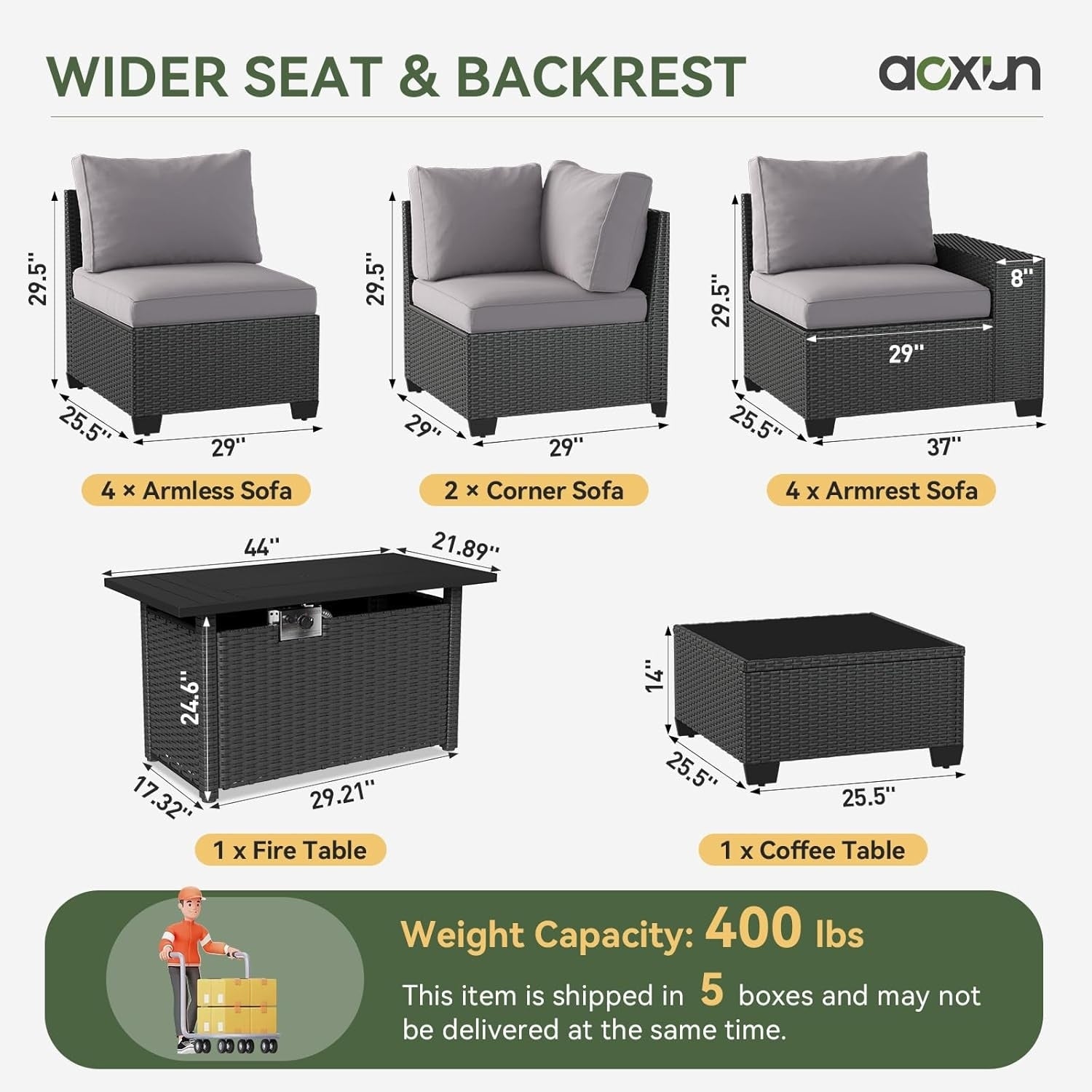 Outdoor Patio Furniture Sets with 4in Thicken Cushion