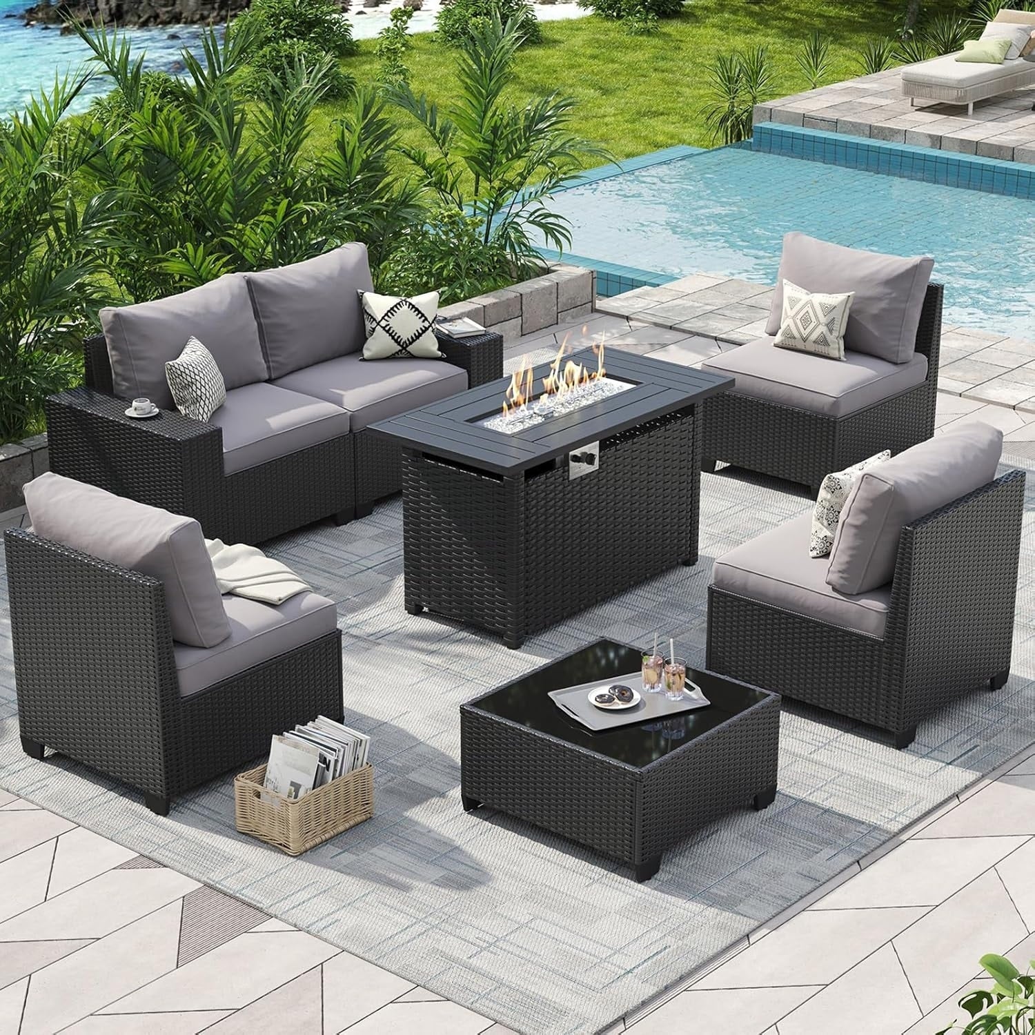 Outdoor Patio Furniture Sets with 4in Thicken Cushion