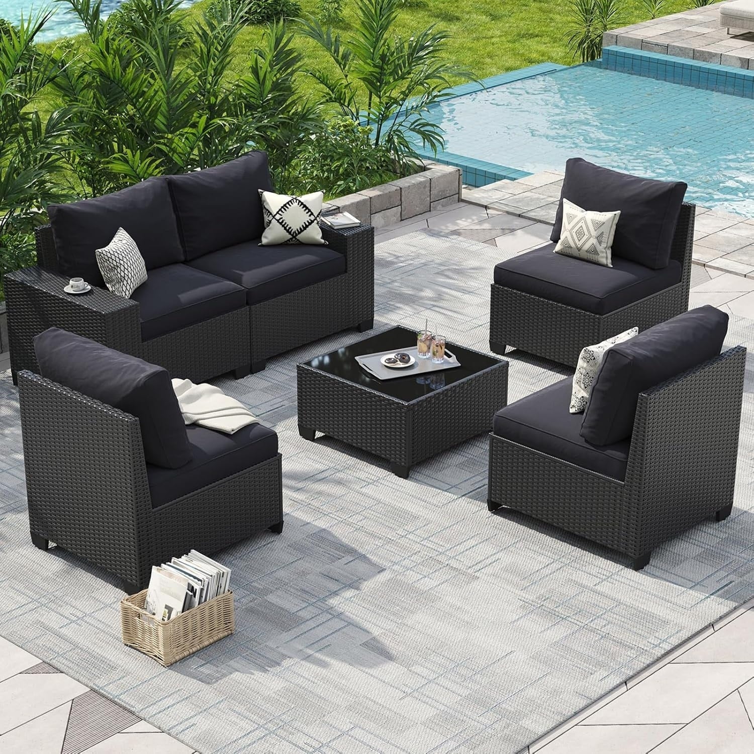 Outdoor Patio Furniture Sets with 4in Thicken Cushion