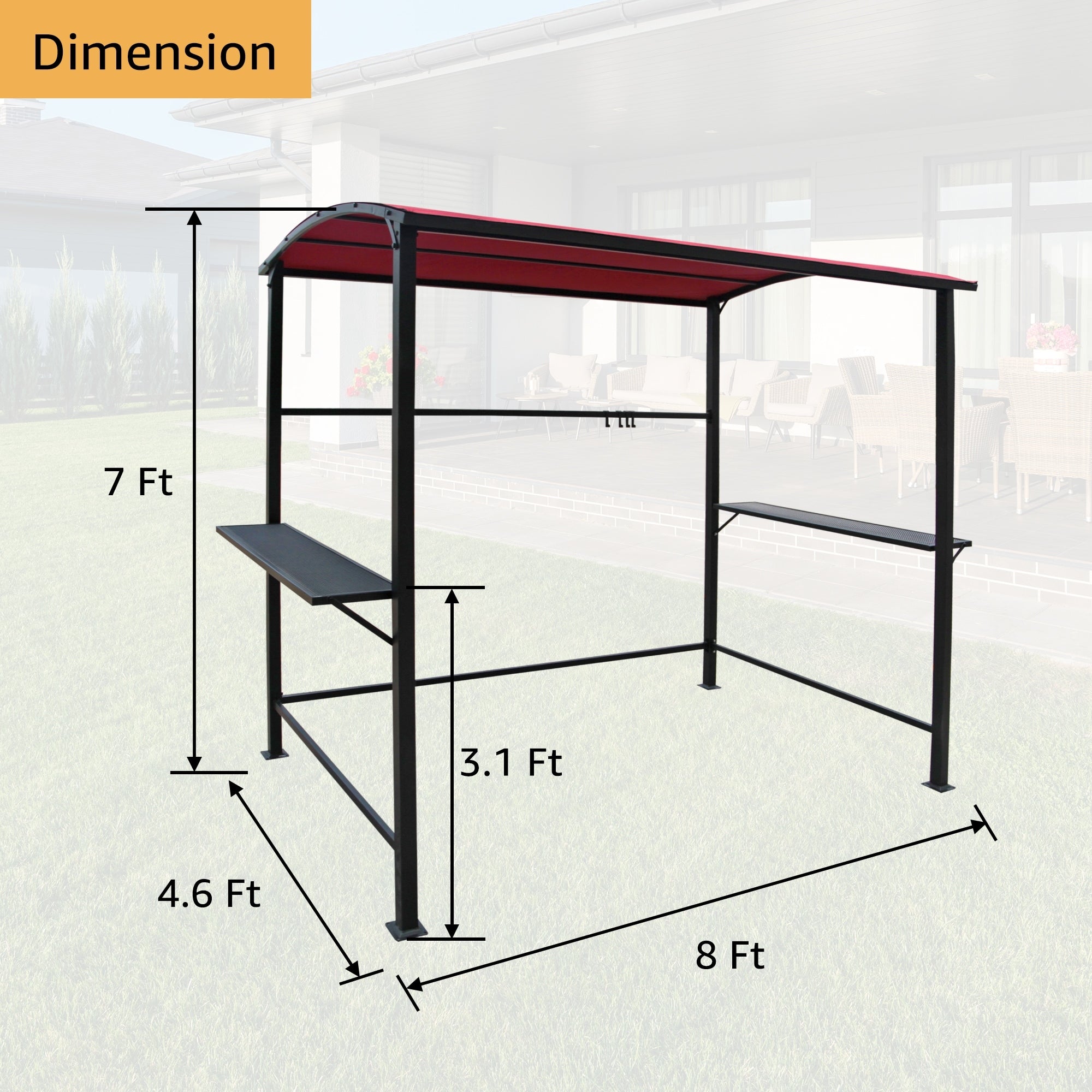 Outdoor 5 ft. x 8 ft. Steel Frame Grill Gazebo Canopy Barbecue Shelter