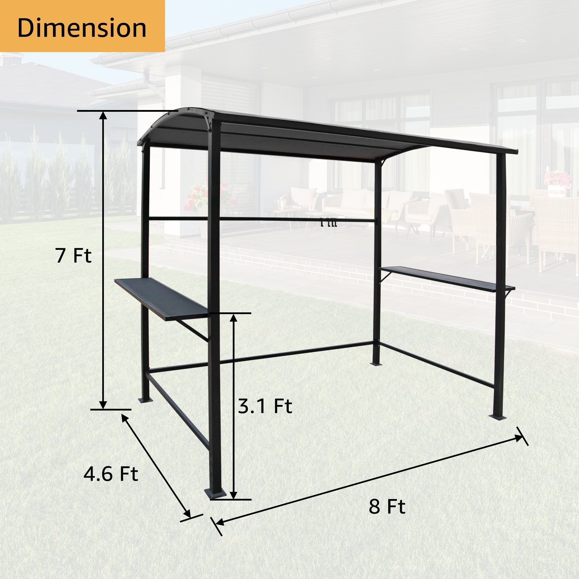 Outdoor 5 ft. x 8 ft. Steel Frame Grill Gazebo Canopy Barbecue Shelter