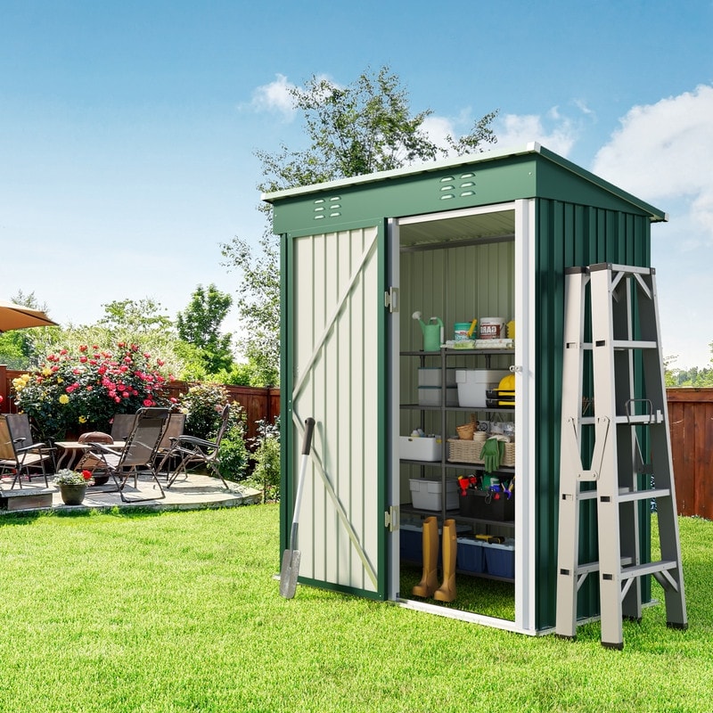 Outdoor Storage Metal Shed Garden Tool Shed with Lockable Door for Patio Furniture and Tools