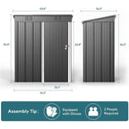 Outdoor Storage Metal Shed Garden Tool Shed with Lockable Door for Patio Furniture and Tools