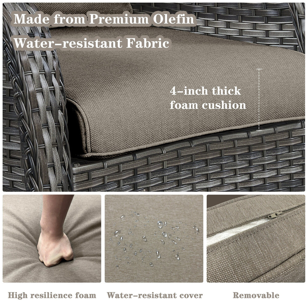 Gymojoy Outdoor Wicker Rocking Lounge Chairs with Swivel Base (Set of 2)