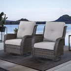 Gymojoy Outdoor Wicker Rocking Lounge Chairs with Swivel Base (Set of 2)