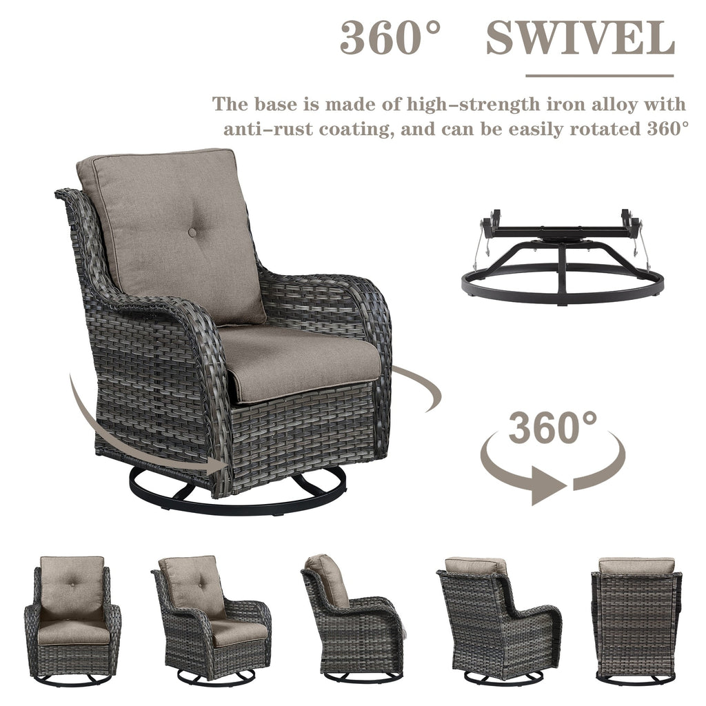 Gymojoy Outdoor Wicker Rocking Lounge Chairs with Swivel Base (Set of 2)