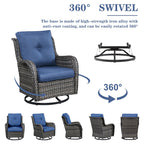 Gymojoy Outdoor Wicker Rocking Lounge Chairs with Swivel Base (Set of 2)