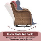 Gymojoy Outdoor Wicker Rocking Lounge Chairs with Swivel Base (Set of 2)