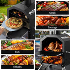 Outdoor Wood Fired Pizza Oven 2-Layer Pizza Maker Outside Pizza Grill for Backyard Parties - 12 inch