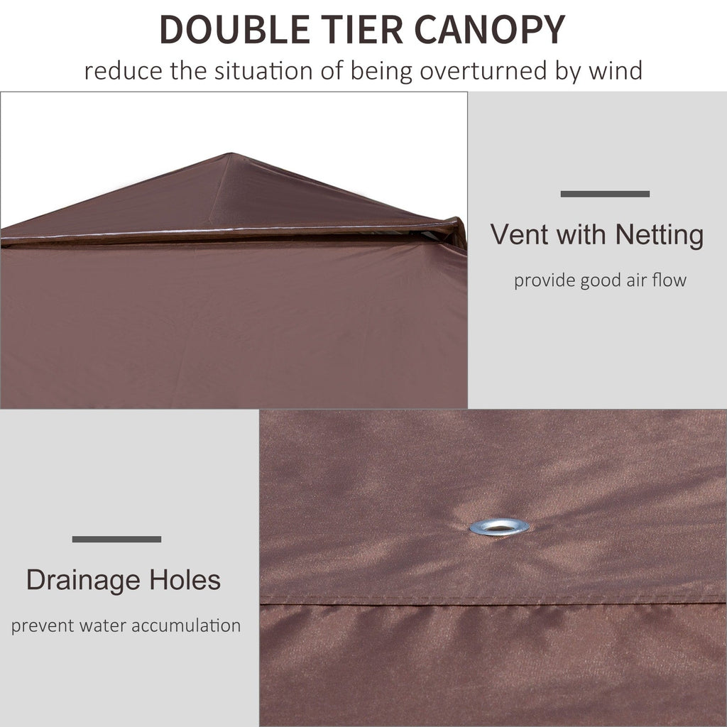 Outsunny 12' x 12' Pop Up Canopy Sun Shade Instant Tent Folding with Mesh Sidewall Netting, 3-Level Adjustable Height