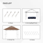 Outsunny 12' x 12' Pop Up Canopy Sun Shade Instant Tent Folding with Mesh Sidewall Netting, 3-Level Adjustable Height