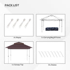 Outsunny 12' x 12' Pop Up Canopy Sun Shade Instant Tent Folding with Mesh Sidewall Netting, 3-Level Adjustable Height