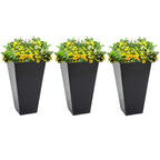 Outsunny 28 Tall Plastic Flower Pot, Set of 3, Large Outdoor & Indoor Plastic Garden Planters, for Entryway, Patio, Yard