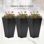 Outsunny 28 Tall Plastic Flower Pot, Set of 3, Large Outdoor & Indoor Plastic Garden Planters, for Entryway, Patio, Yard