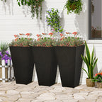 Outsunny 28 Tall Plastic Flower Pot, Set of 3, Large Outdoor & Indoor Plastic Garden Planters, for Entryway, Patio, Yard