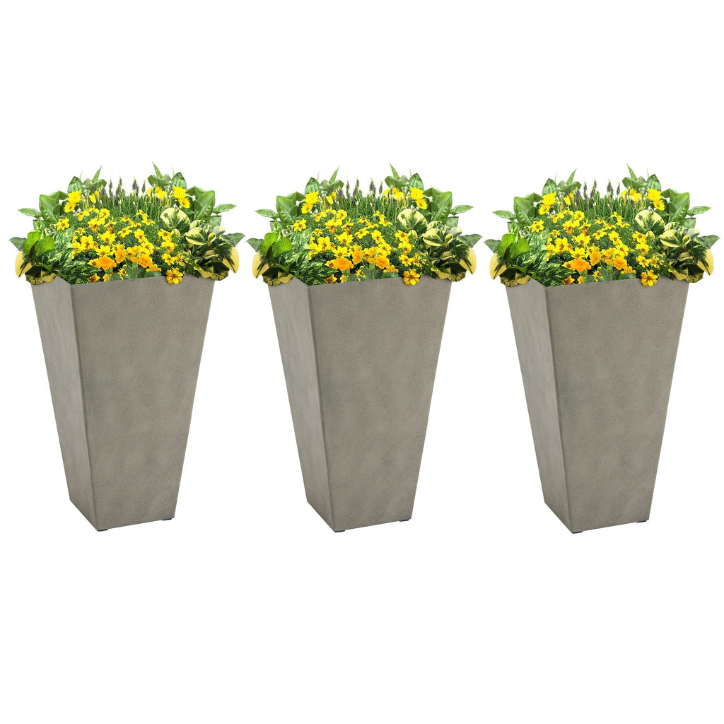 Outsunny 28 Tall Plastic Flower Pot, Set of 3, Large Outdoor & Indoor Plastic Garden Planters, for Entryway, Patio, Yard