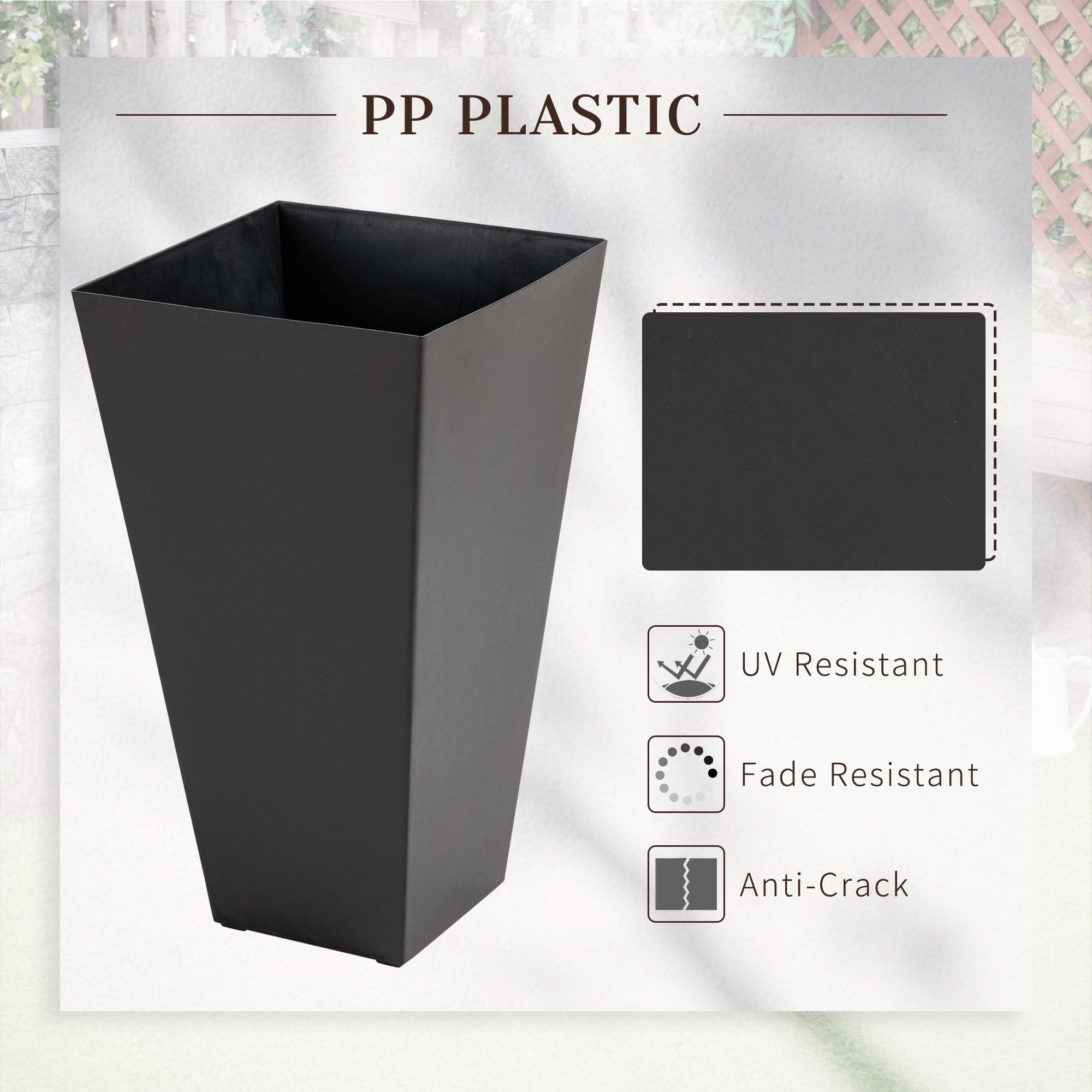 Outsunny 28 Tall Plastic Flower Pot, Set of 3, Large Outdoor & Indoor Plastic Garden Planters, for Entryway, Patio, Yard