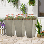 Outsunny 28 Tall Plastic Flower Pot, Set of 3, Large Outdoor & Indoor Plastic Garden Planters, for Entryway, Patio, Yard