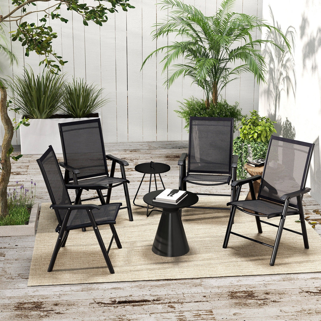 Outsunny 4-piece Folding Patio Chair Set with a Simple & Chic Design, Comfortable for the Deck, Garden, Yard & Travel