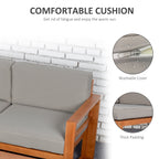 Outsunny 5 PCS L Shaped Patio Furniture Set, Wood Outdoor Sectional Sofa Conversation Set, Grey