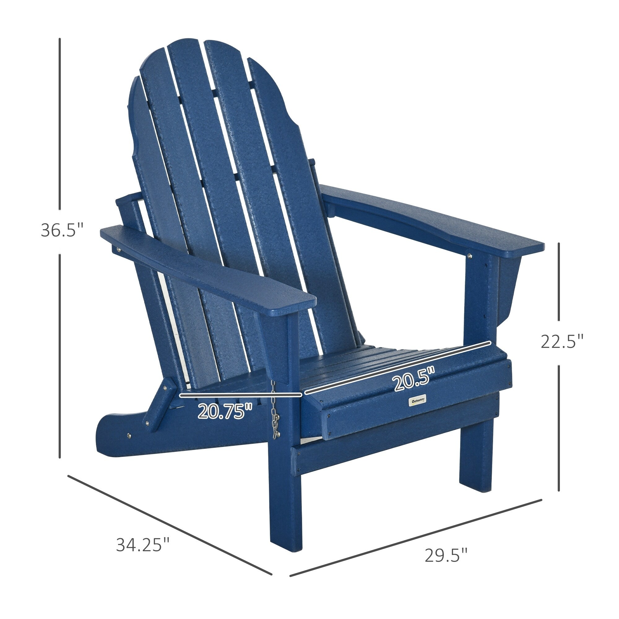 Outsunny Folding Adirondack Chair, HDPE Outdoor All Weather Plastic Lounge Beach Chairs for Patio Deck and Lawn Furniture