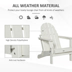 Outsunny Folding Adirondack Chair, HDPE Outdoor All Weather Plastic Lounge Beach Chairs for Patio Deck and Lawn Furniture