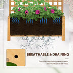 Outsunny Wood Planter with Trellis, Raised Garden Bed for Climbing Plants w/ Drainage Holes and Roof