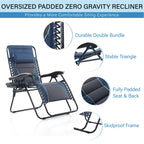 Oversize XL Padded Zero Gravity Lounge Chair Wider Armrest Adjustable Recliner with Cup Holder - N/A