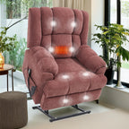 Oversized Chenille Power Lift Recliner Chair with Massage and Lumbar Heating, Infinite Position Reclining