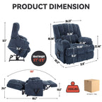 Oversized Chenille Power Lift Recliner Chair with Massage and Lumbar Heating, Infinite Position Reclining