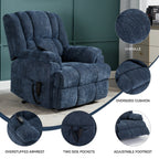Oversized Chenille Power Lift Recliner Chair with Massage and Lumbar Heating, Infinite Position Reclining