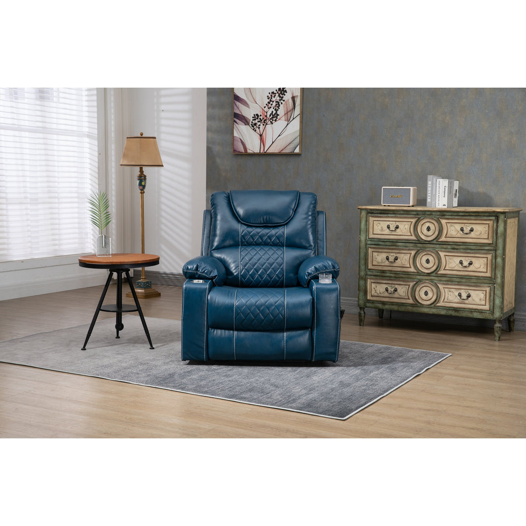 Oversized PU Leather Power Lift Recliner with Massage, Lumbar Heating, Cup Holder, 180° Flat Lay