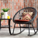 OVIOS 3-piece Patio Rocking Chair Bistro Set with Glass Coffee Table