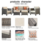 OVIOS 5-piece Patio Furniture Wicker Outdoor High-back Seating Set