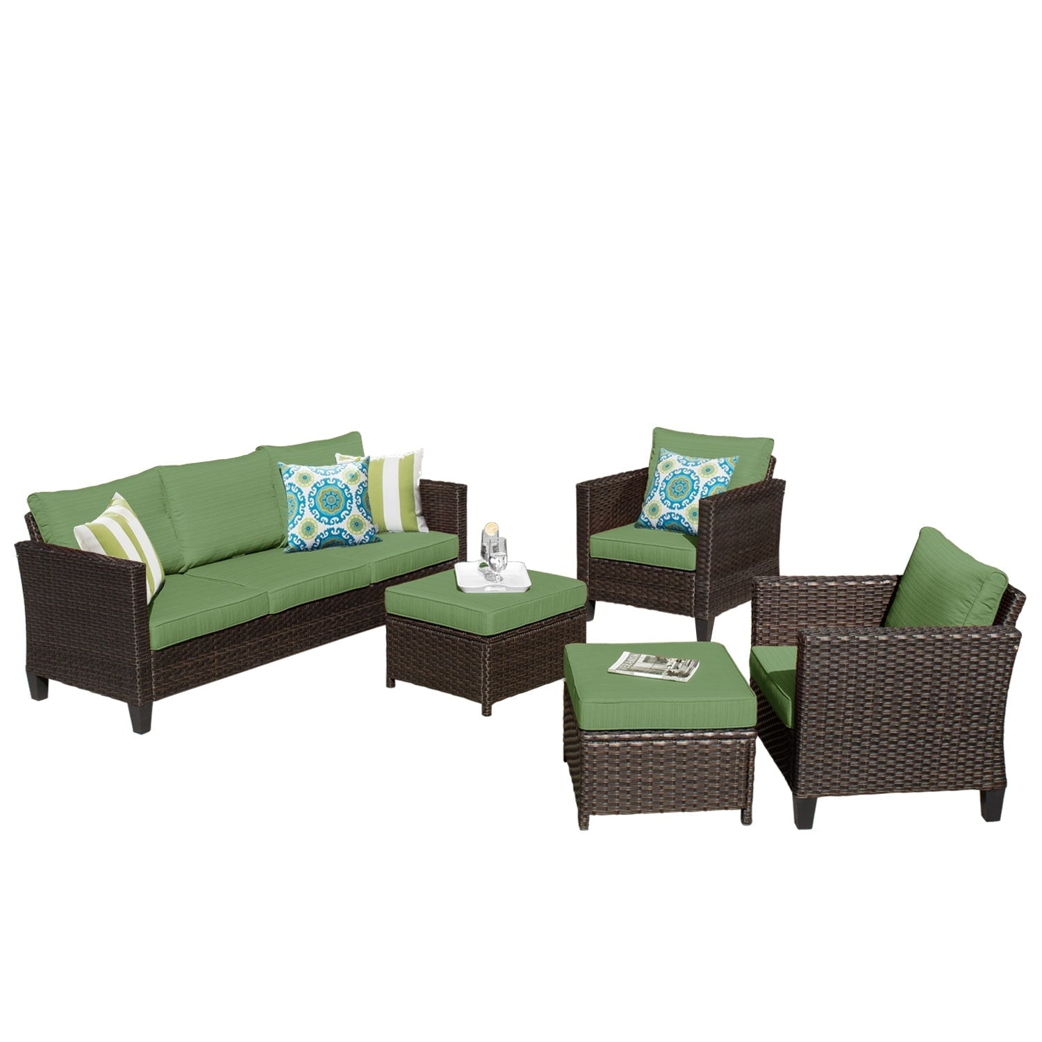 OVIOS 5-piece Patio Furniture Wicker Outdoor High-back Seating Set