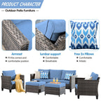 OVIOS 5-piece Patio Furniture Wicker Outdoor High-back Seating Set