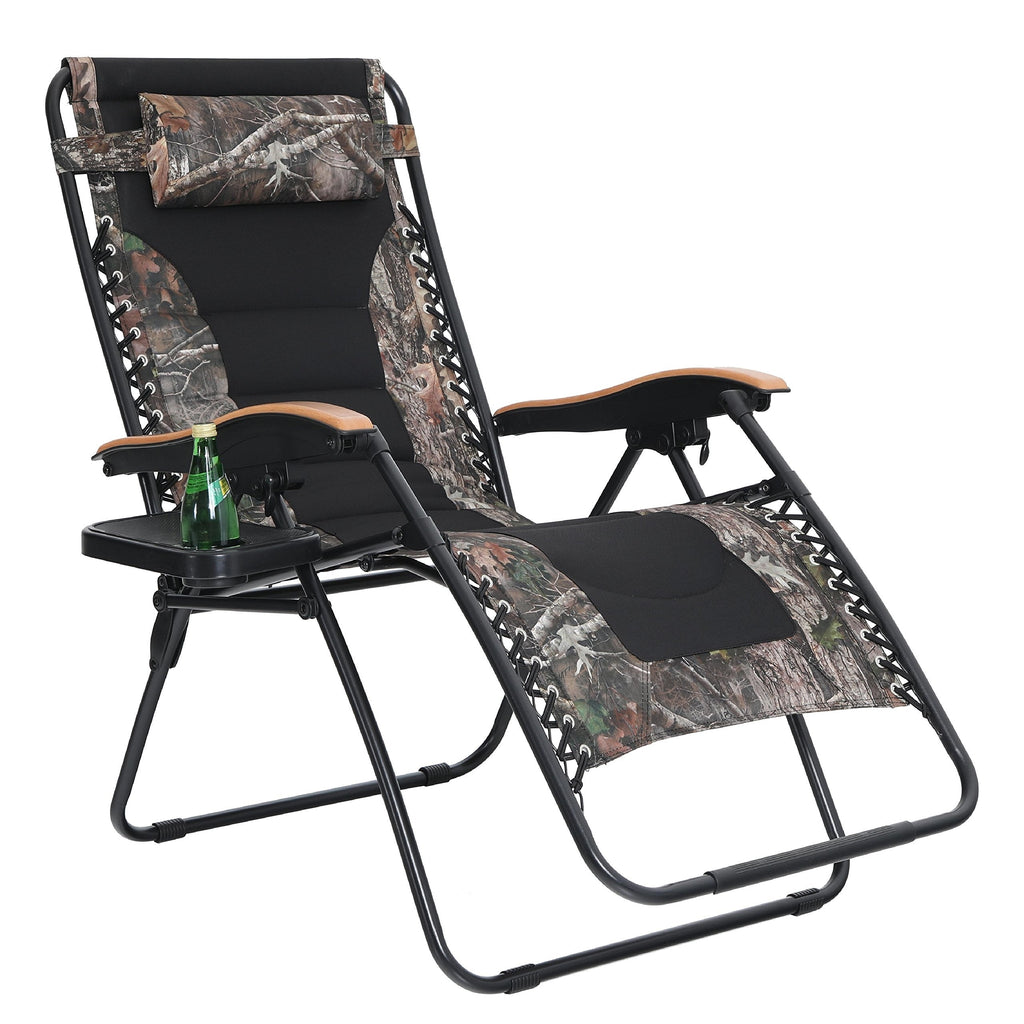 Oversize XL Padded Zero Gravity Lounge Chair Wider Armrest Adjustable Recliner with Cup Holder - N/A