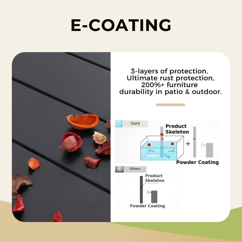 MAISON ARTS 6-Piece Patio Dining Set with 10ft 3 Tier Auto-tilt Umbrella: 4 Metal Outdoor Chairs 1 Metal Square Dining Table