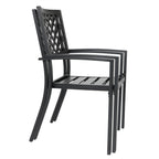 MAISON ARTS 6-Piece Patio Dining Set with 10ft 3 Tier Auto-tilt Umbrella: 4 Metal Outdoor Chairs 1 Metal Square Dining Table