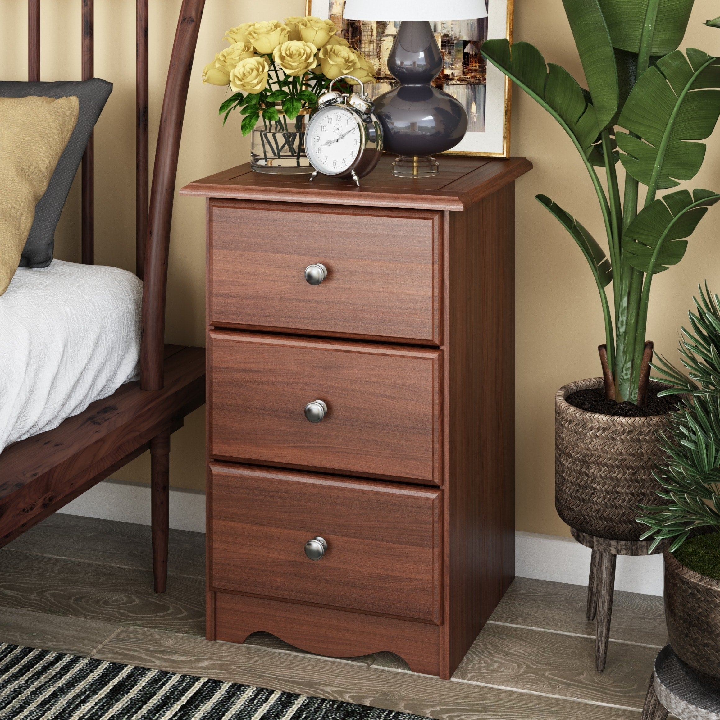 Palace Imports 100% Solid Wood 3-Drawer Nightstand with Metal or Wooden Knobs